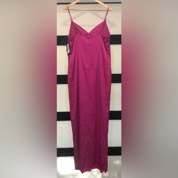 Aidan by Aidan Mattox Women's Pink Cowl-Neck Front-Slit Sleeveless Gown, Size 14 - Picture 4 of 9